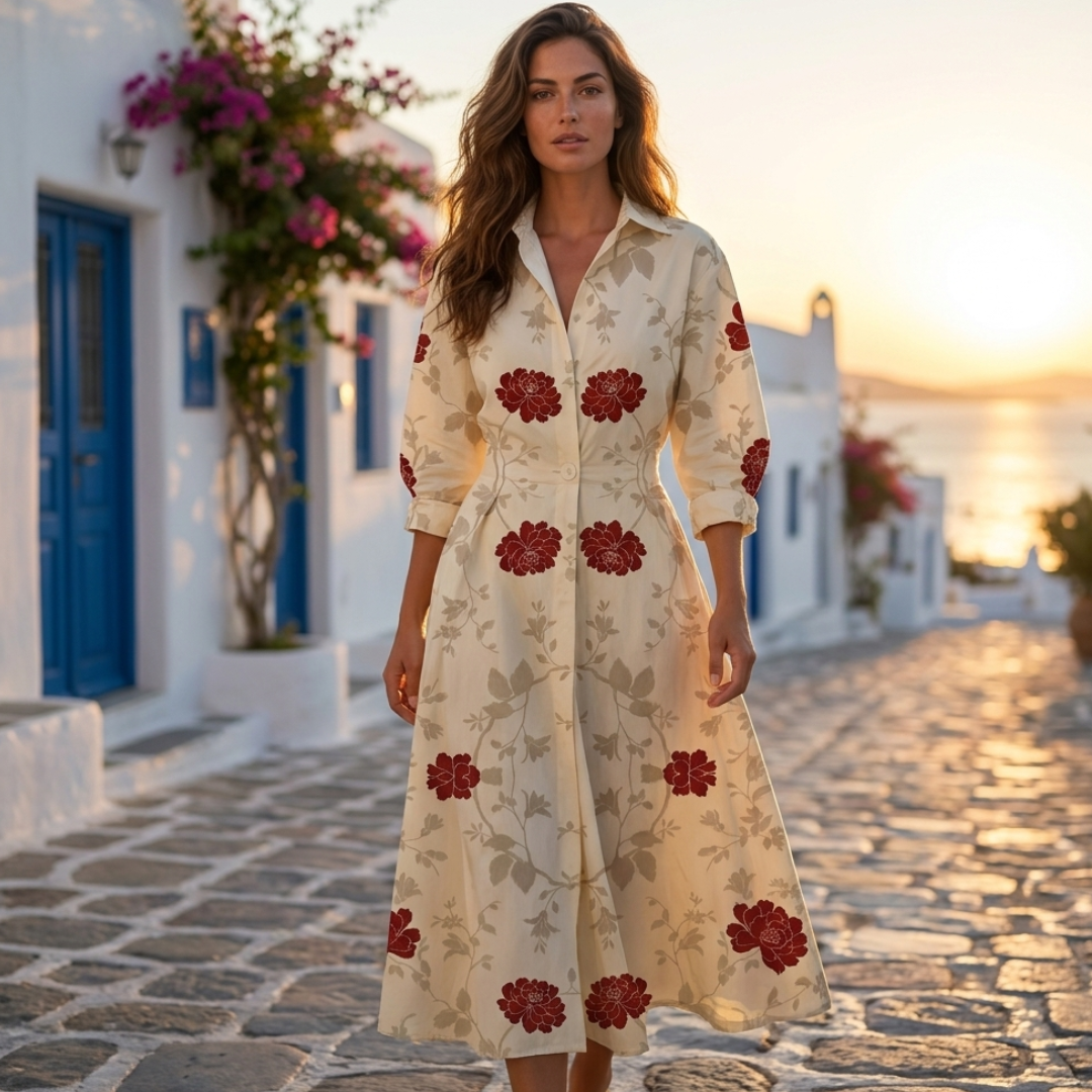 Lana - Κομψό βαμβακερό φόρεμα με γιακά