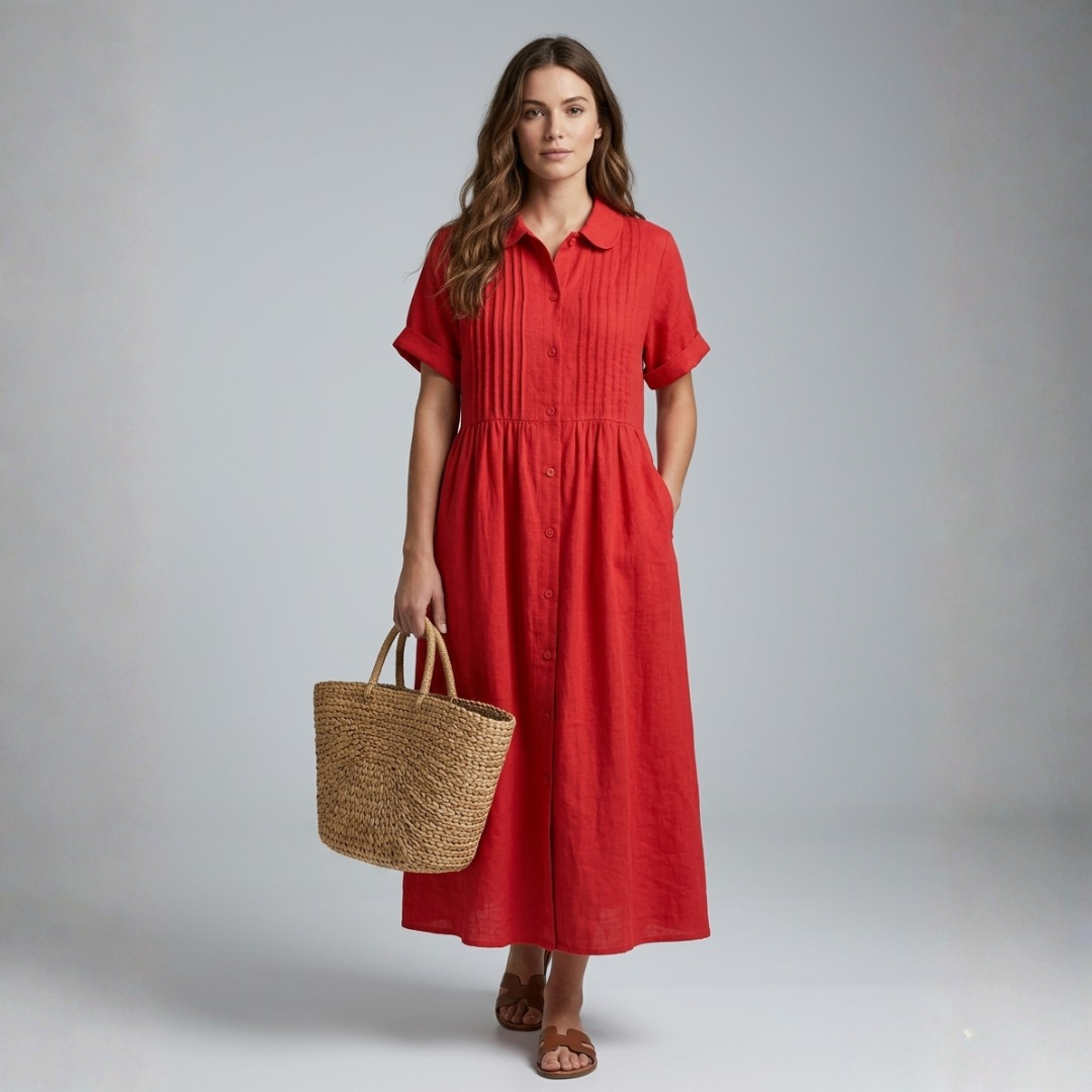 Electra - Ανέμελος βαμβακερό φόρεμα-πουκάμισο