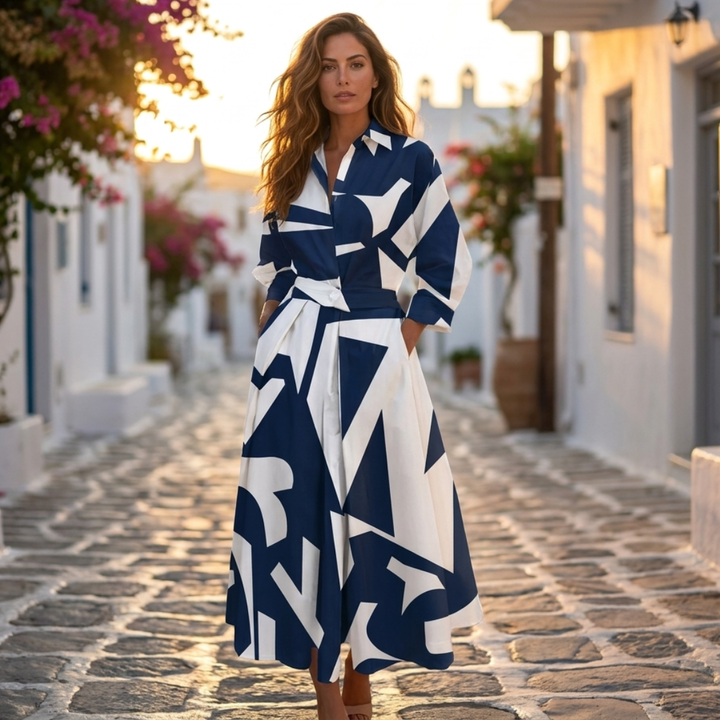 Lana - Κομψό βαμβακερό φόρεμα με γιακά