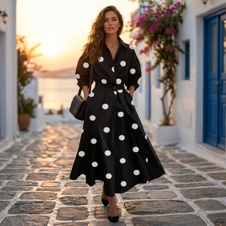 Lana - Κομψό βαμβακερό φόρεμα με γιακά