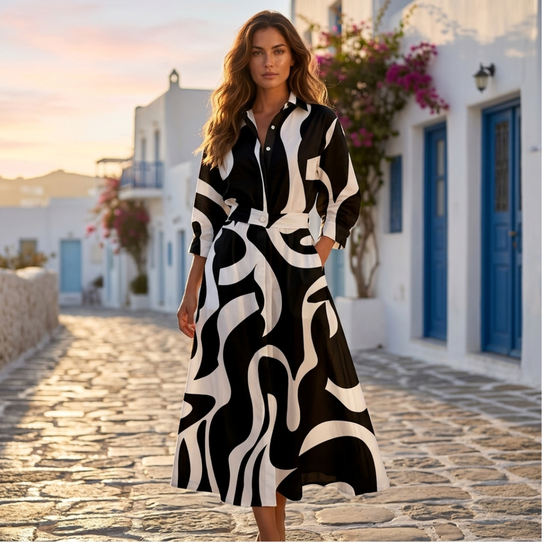 Lana - Κομψό βαμβακερό φόρεμα με γιακά