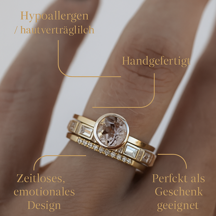 Giulietta - Set aus goldenen Kristallringen