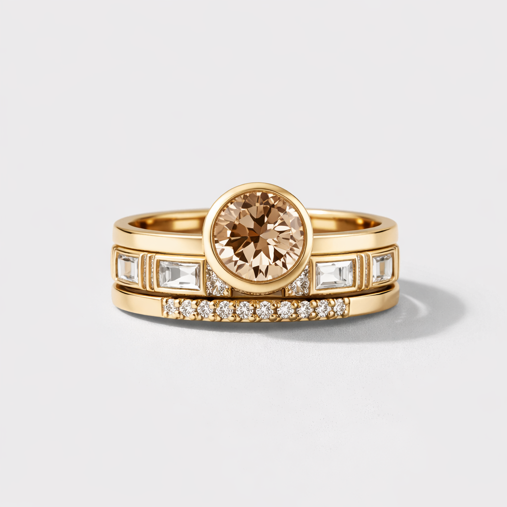 Giulietta - Set aus goldenen Kristallringen