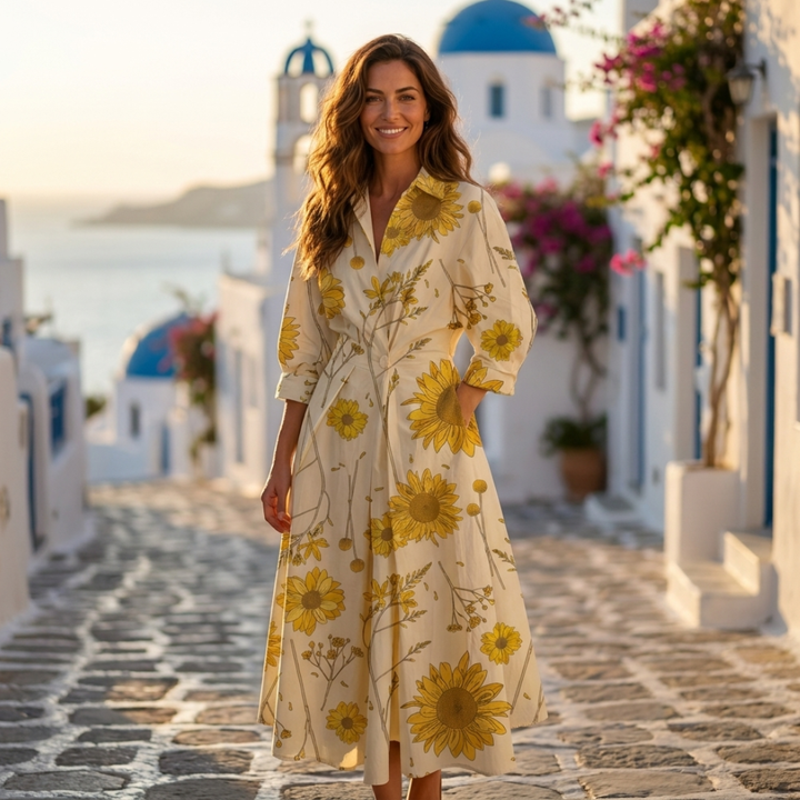 Lana - Κομψό βαμβακερό φόρεμα με γιακά