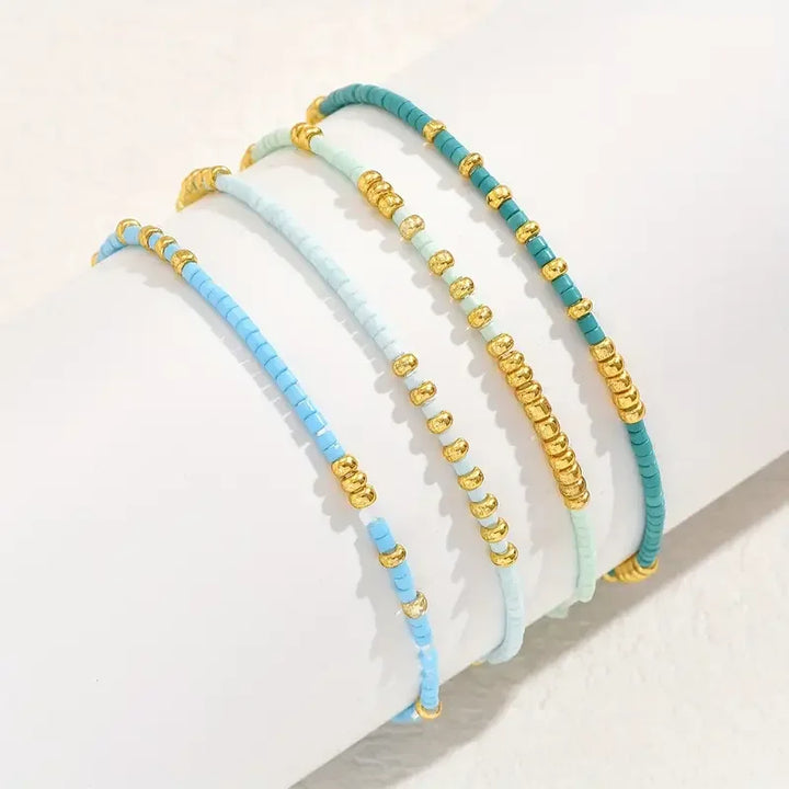 Set de brățări din perle turcoaz chic bohemian
